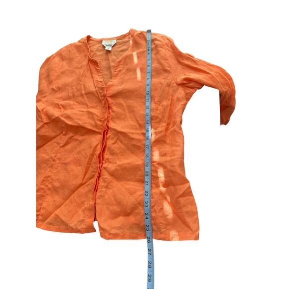 Talbots Irish Linen Blouse 16 Plus Orange Lagenlook Button Up Coastal Grandma - Picture 12 of 12